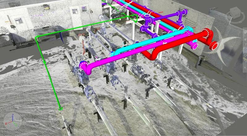 Piping system 3D scan for oil and gas facility design