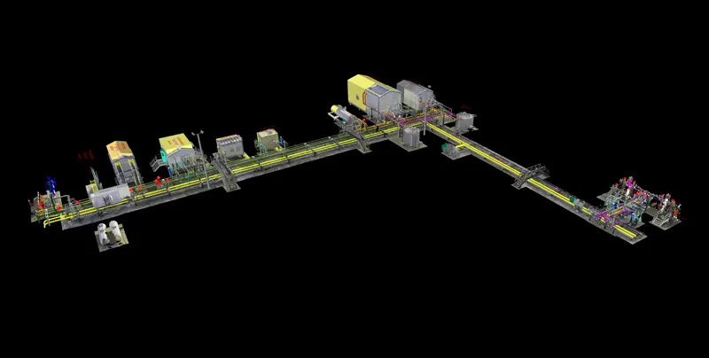 Vanguard oil and gas facility complete 3D laser scan with piping design overlay Alberta